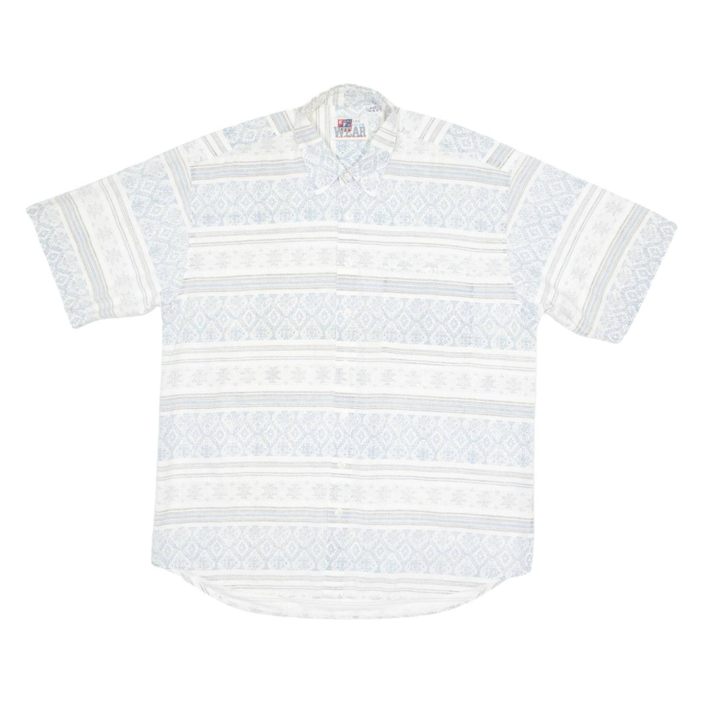 ESQUIRE FASHION Mens Shirt White 90s Crazy Pattern L