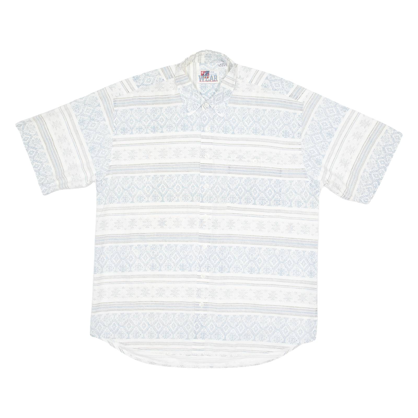 ESQUIRE FASHION Mens Shirt White 90s Crazy Pattern L