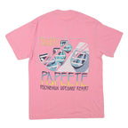 SUN Womens Pink & Blue Papeete Graphic T-Shirt L Short Sleeve Crew Neck Summer
