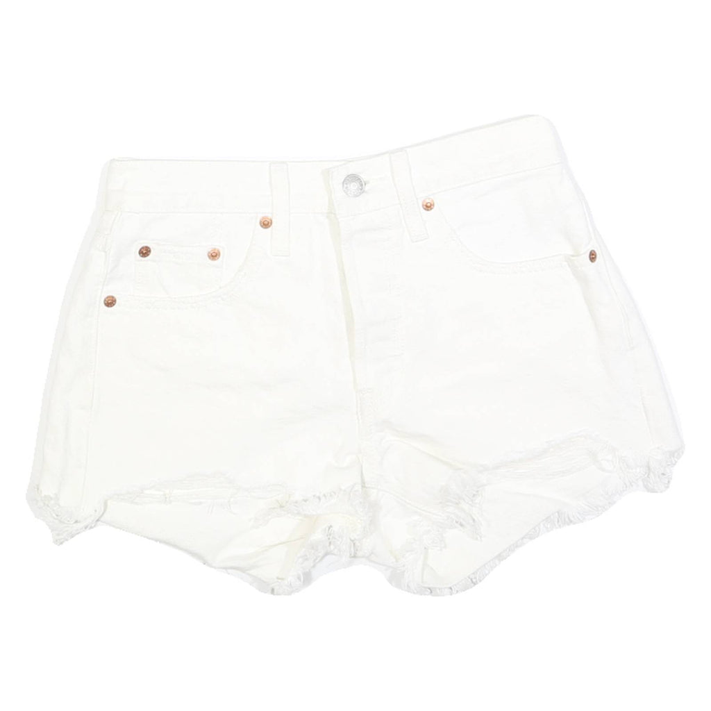 LEVI'S Womens White Denim Casual Shorts XS W24 Frayed Hem Cotton