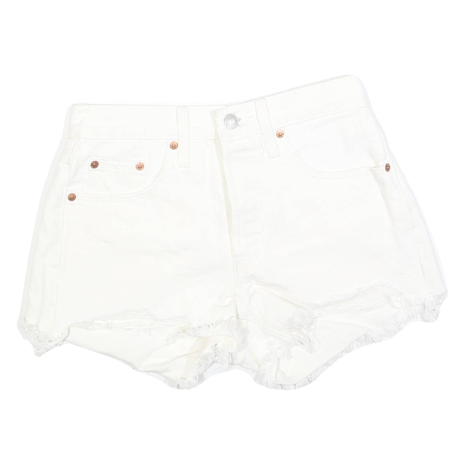 LEVI'S Womens White Denim Casual Shorts XS W24 Frayed Hem Cotton
