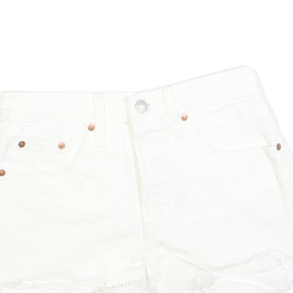 LEVI'S Womens White Denim Casual Shorts XS W24 Frayed Hem Cotton