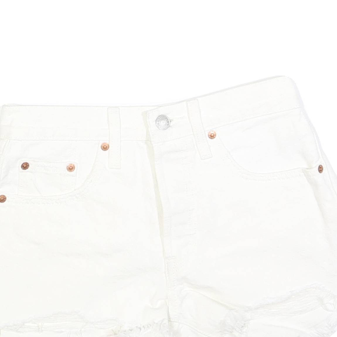 LEVI'S Womens White Denim Casual Shorts XS W24 Frayed Hem Cotton