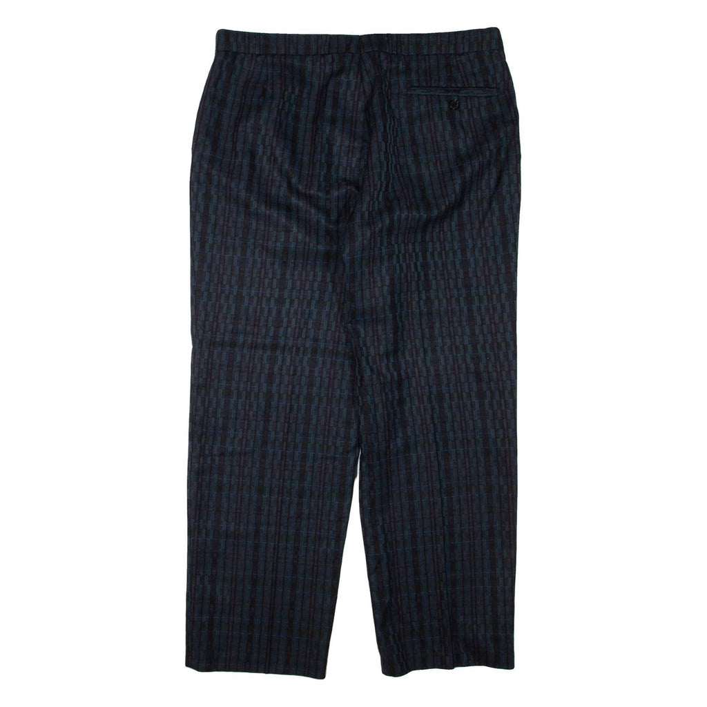 Check Mens Trousers Green Regular Tapered W34 L30