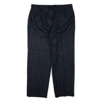 Check Mens Trousers Green Regular Tapered W34 L30