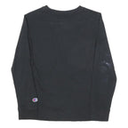 CHAMPION Boys Black Long Sleeve Crew Neck Cotton Blend T-Shirt 11-12Y Logo Print