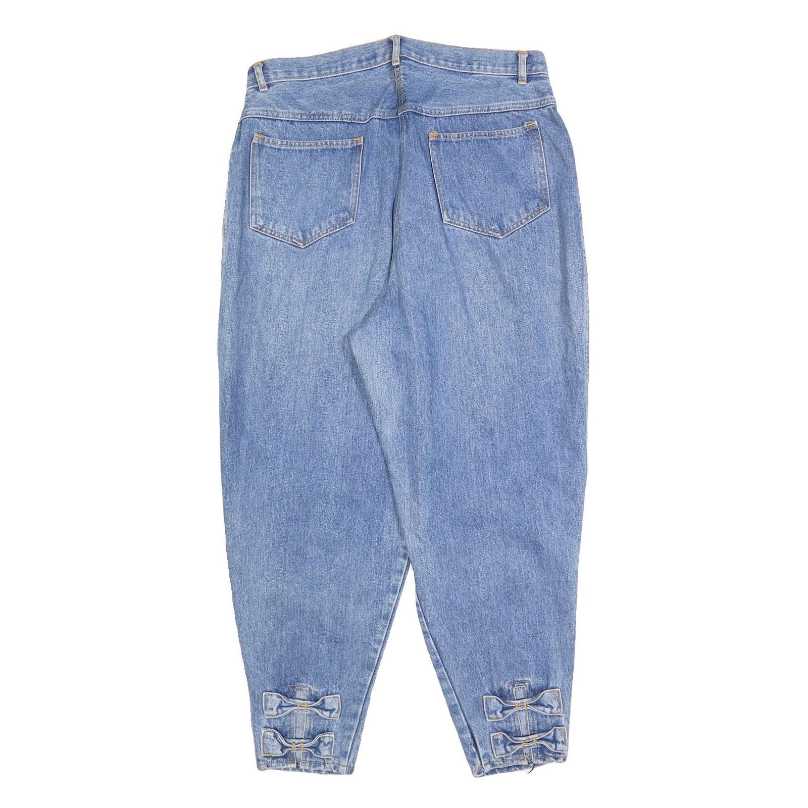 FASHION EXTRA Womens Jeans Blue Cotton Blend Regular W34 L27 Bow Detail Zip