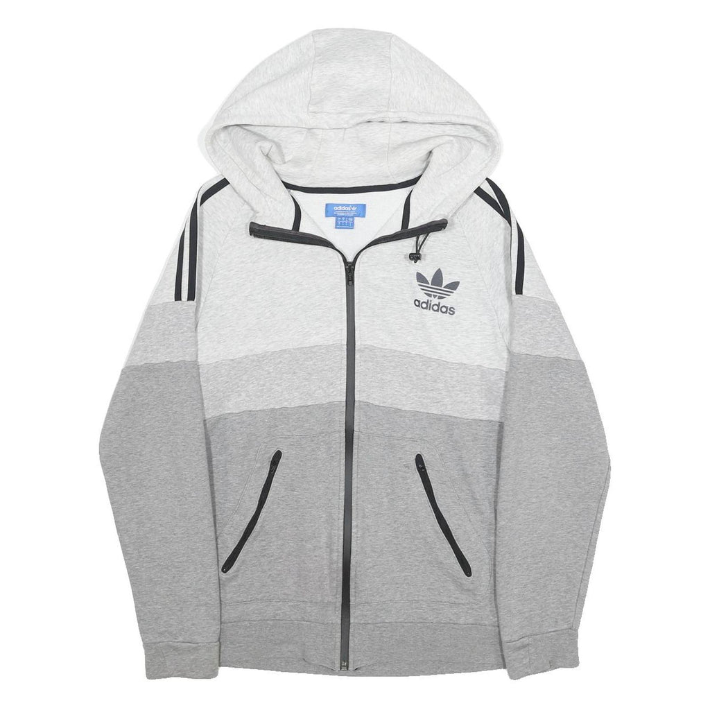 ADIDAS Mens Grey & Light Grey Full Zip Hoodie S Athletic Sportswear Track Top