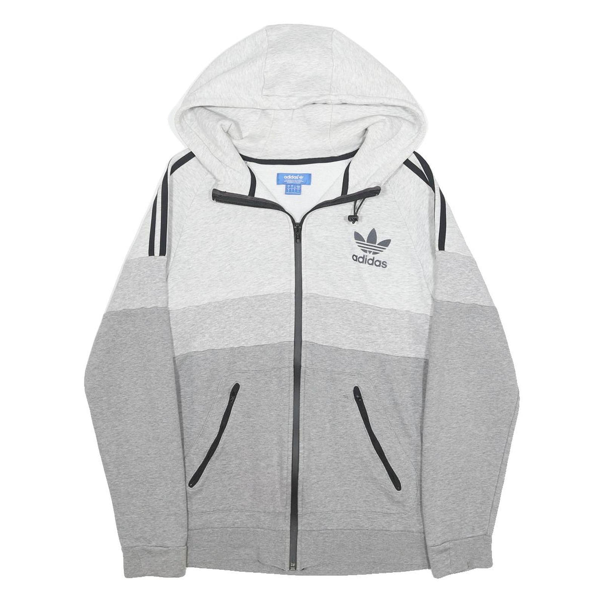 ADIDAS Mens Grey & Light Grey Full Zip Hoodie S Athletic Sportswear Track Top