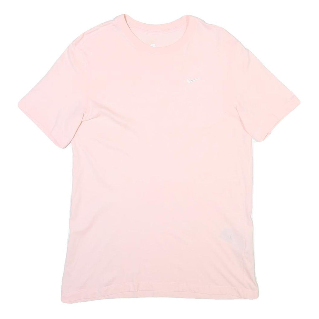 NIKE Mens Pink T-Shirt M Short Sleeve Crew Neck Swoosh Logo Casual