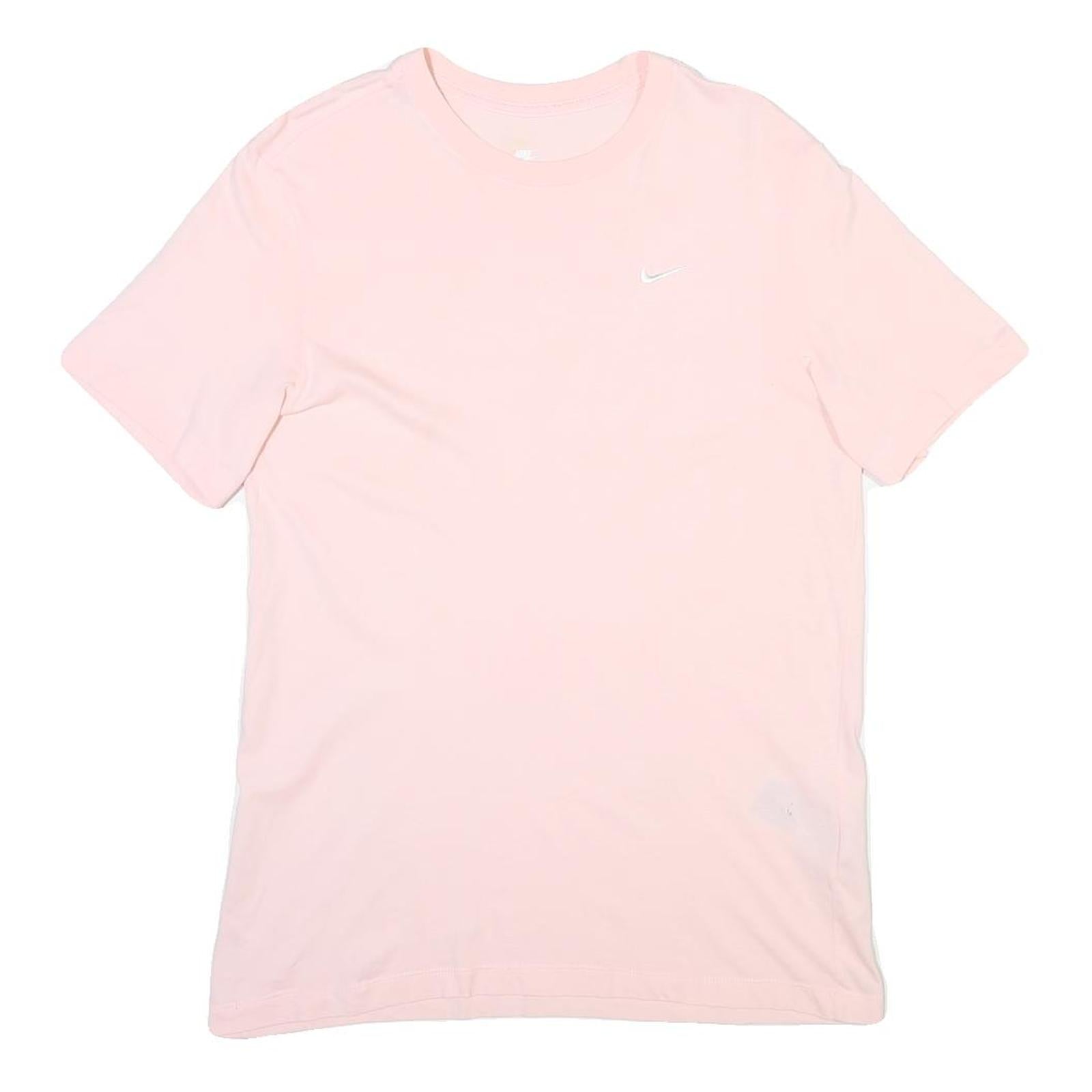 NIKE Mens Pink T-Shirt M Short Sleeve Crew Neck Swoosh Logo Casual