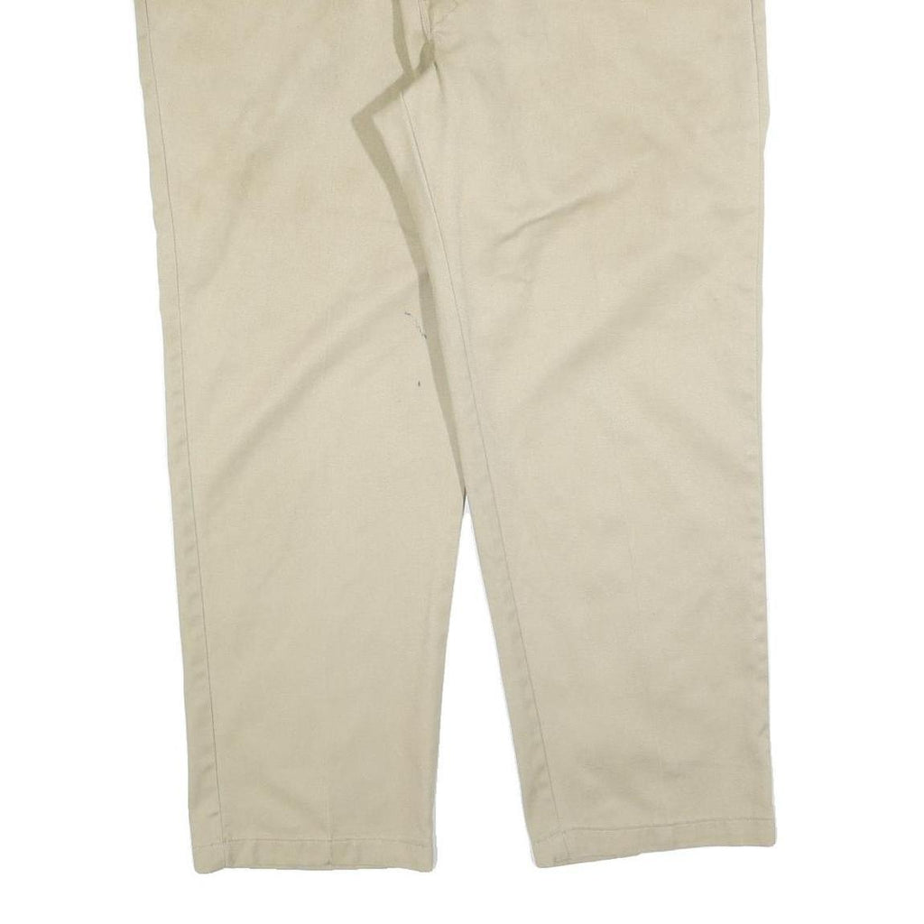 DICKIES Mens Regular Beige Cotton Blend Trousers W42 L30 Zip Closure Classic Fit