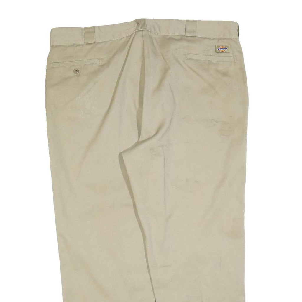 DICKIES Mens Regular Beige Cotton Blend Trousers W42 L30 Zip Closure Classic Fit