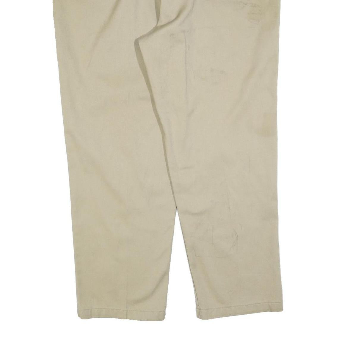 DICKIES Mens Regular Beige Cotton Blend Trousers W42 L30 Zip Closure Classic Fit