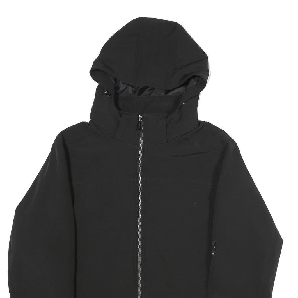 CALVIN KLEIN Mens Black Jacket S Polyester Zip Hooded Plain Casual Urban