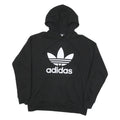 ADIDAS Womens Black Hoodie L Cotton Blend Pullover Logo Casual