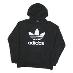 ADIDAS Womens Black Hoodie L Cotton Blend Pullover Logo Casual
