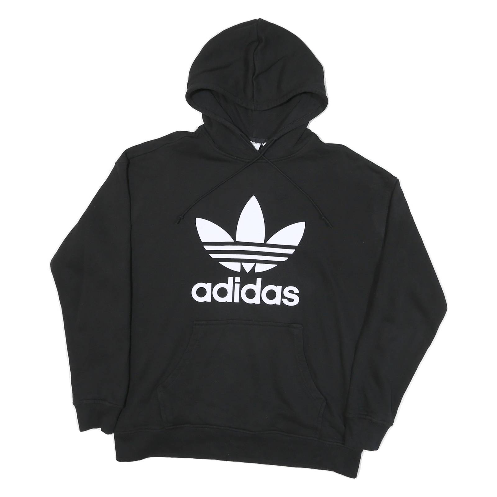 ADIDAS Womens Black Hoodie L Cotton Blend Pullover Logo Casual
