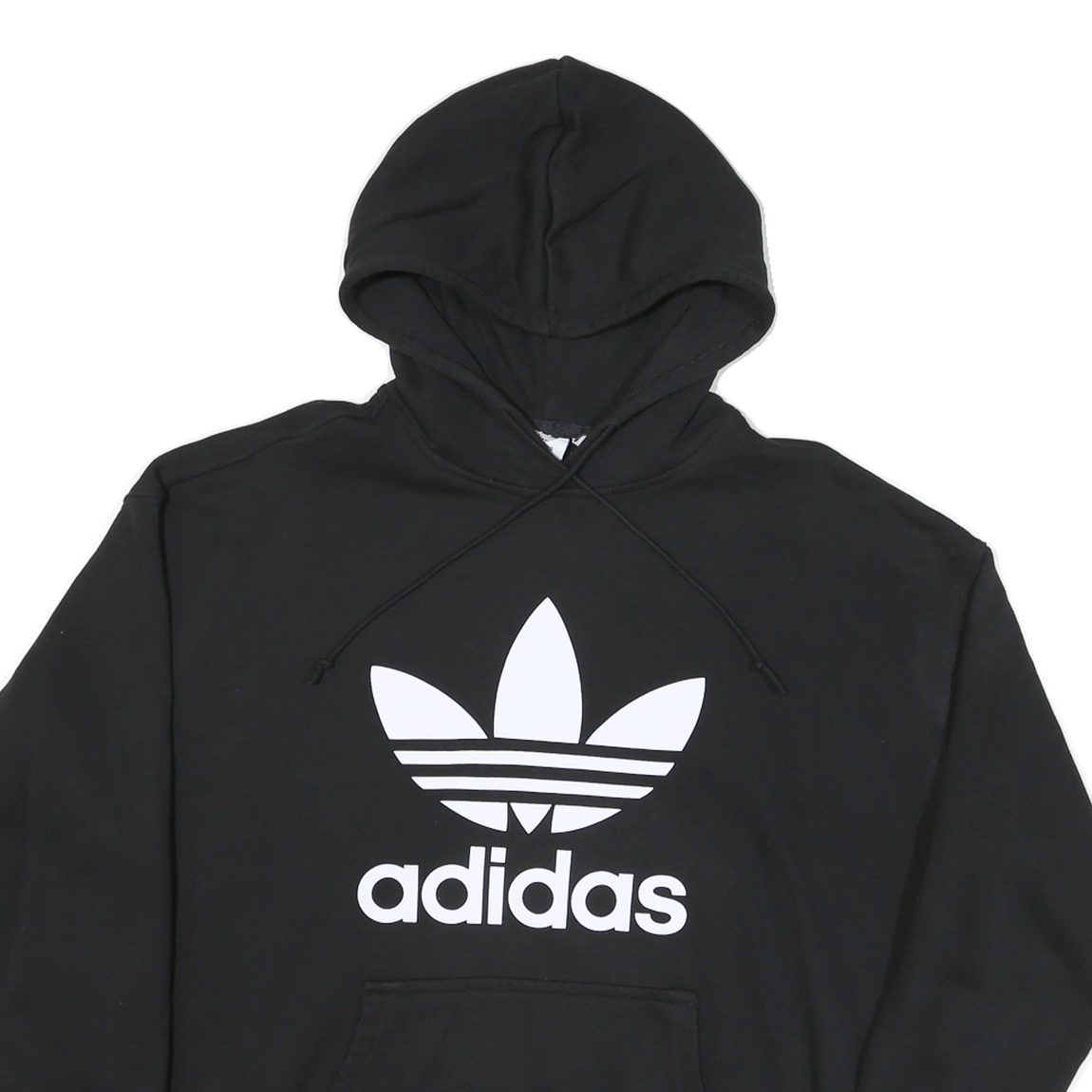 ADIDAS Womens Black Hoodie L Cotton Blend Pullover Logo Casual