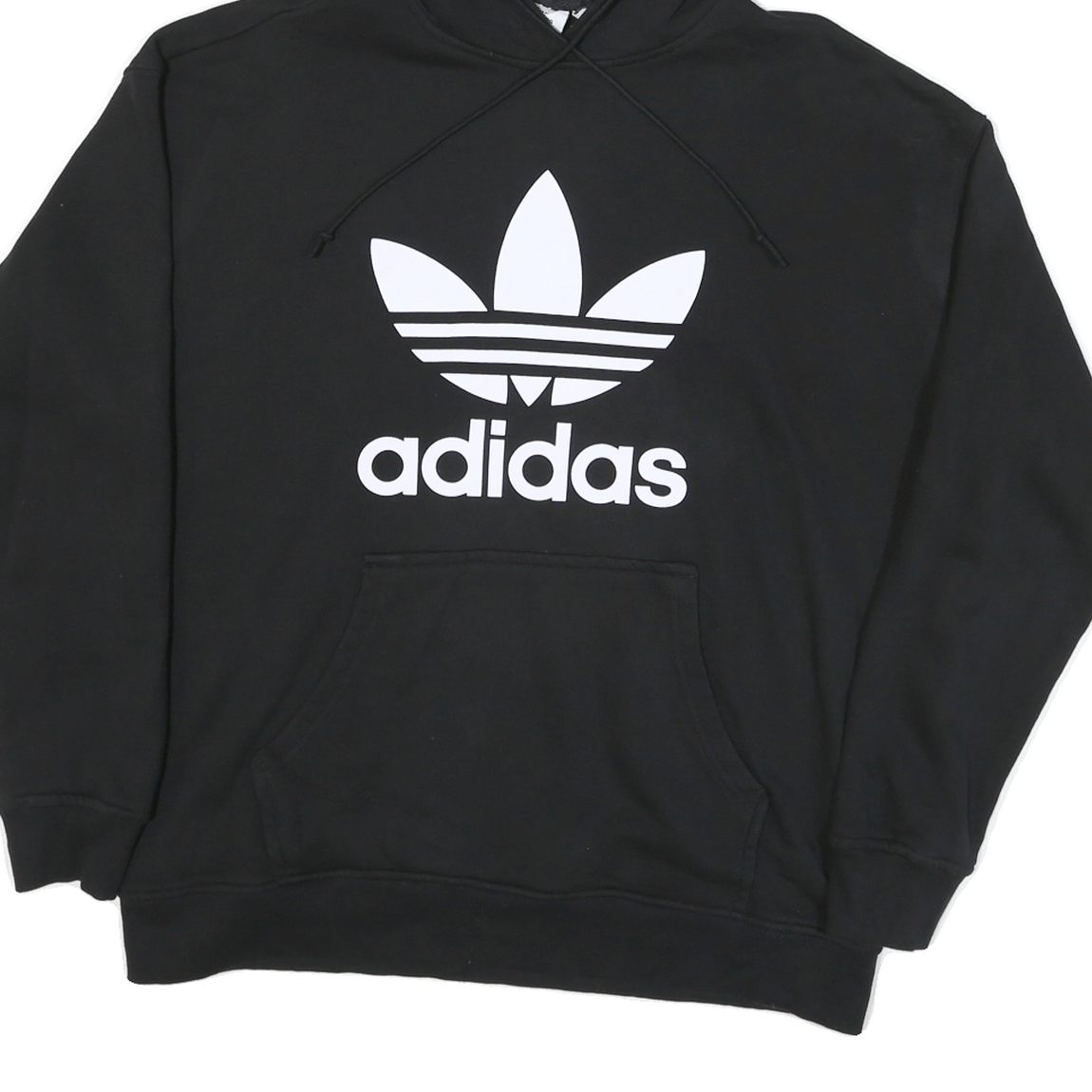 ADIDAS Womens Black Hoodie L Cotton Blend Pullover Logo Casual