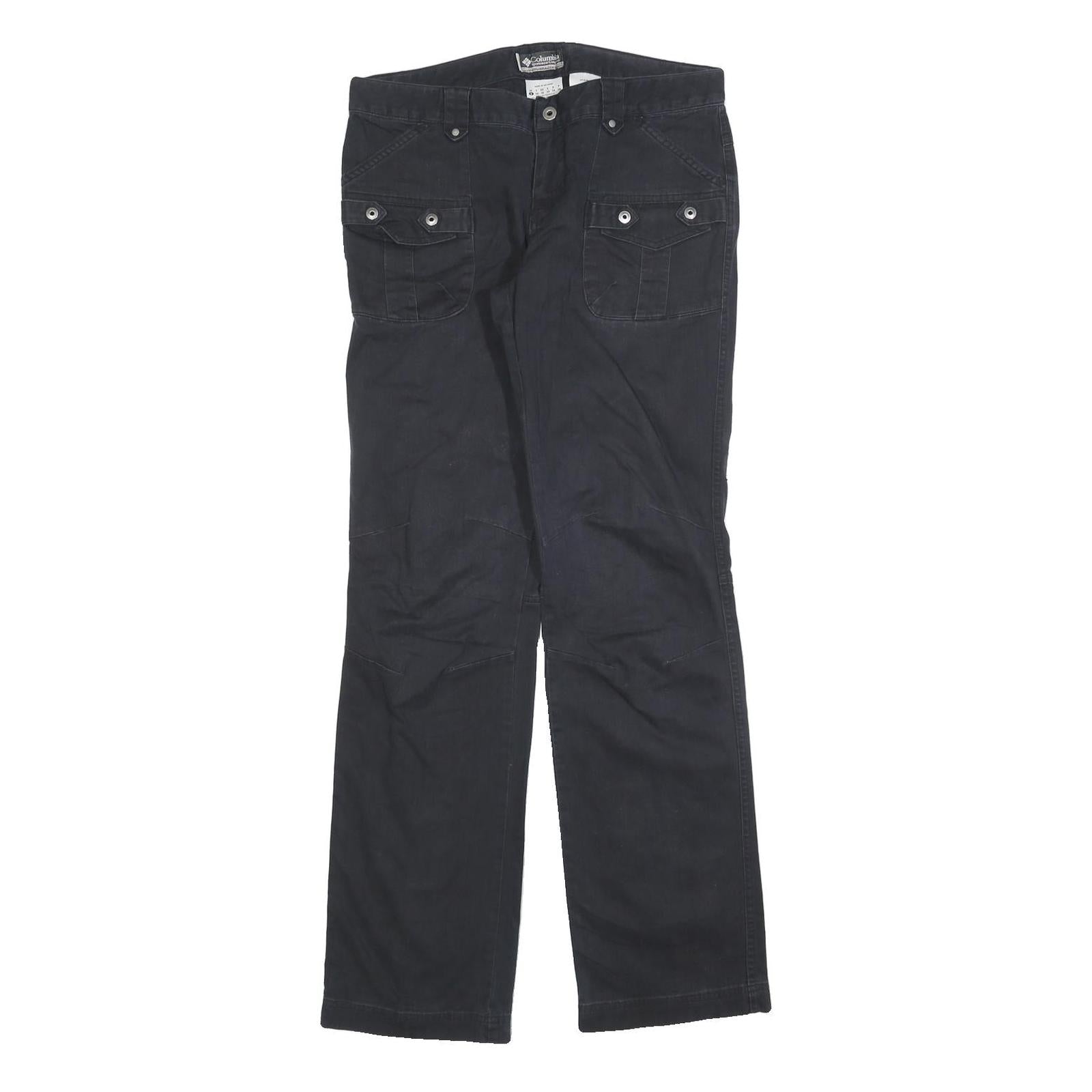 COLUMBIA Womens Black Cotton Blend Regular Straight Trousers W32 L32 Outdoor