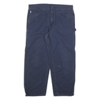 CARHARTT Mens Regular Navy Blue Cotton Blend Zip Trousers W38 L30 Workwear