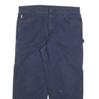 CARHARTT Mens Regular Navy Blue Cotton Blend Zip Trousers W38 L30 Workwear