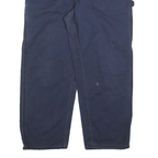 CARHARTT Mens Regular Navy Blue Cotton Blend Zip Trousers W38 L30 Workwear