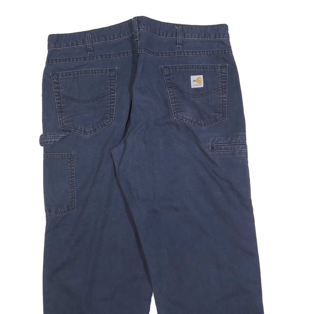 CARHARTT Mens Regular Navy Blue Cotton Blend Zip Trousers W38 L30 Workwear
