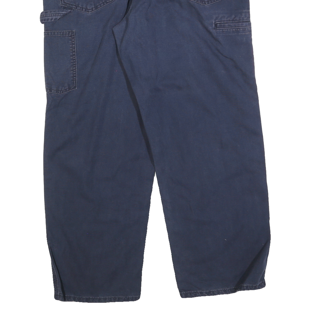 CARHARTT Mens Regular Navy Blue Cotton Blend Zip Trousers W38 L30 Workwear