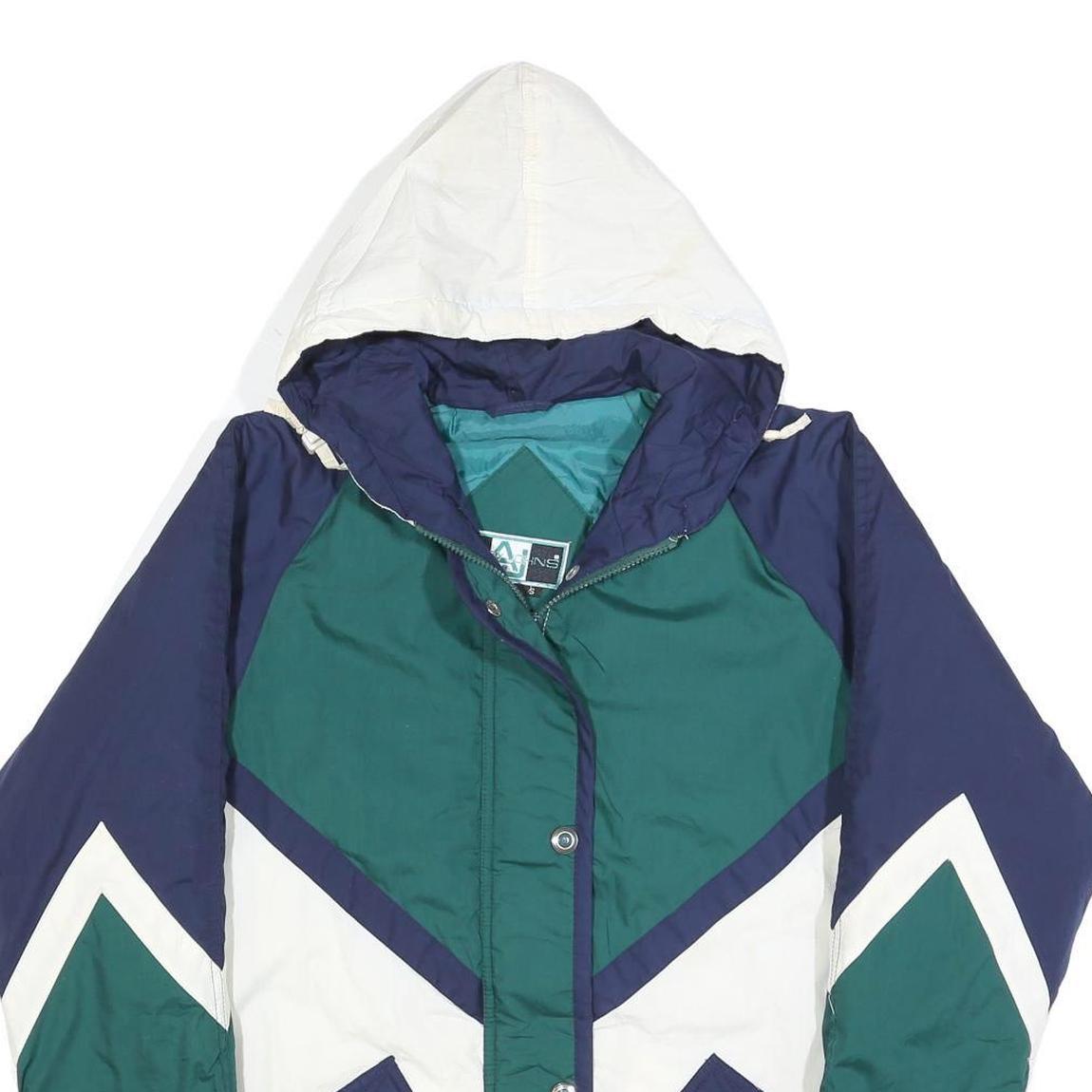 ANDY JOHNS Womens Green Navy & White Zip Up Outdoor Jacket S Polyester Blend