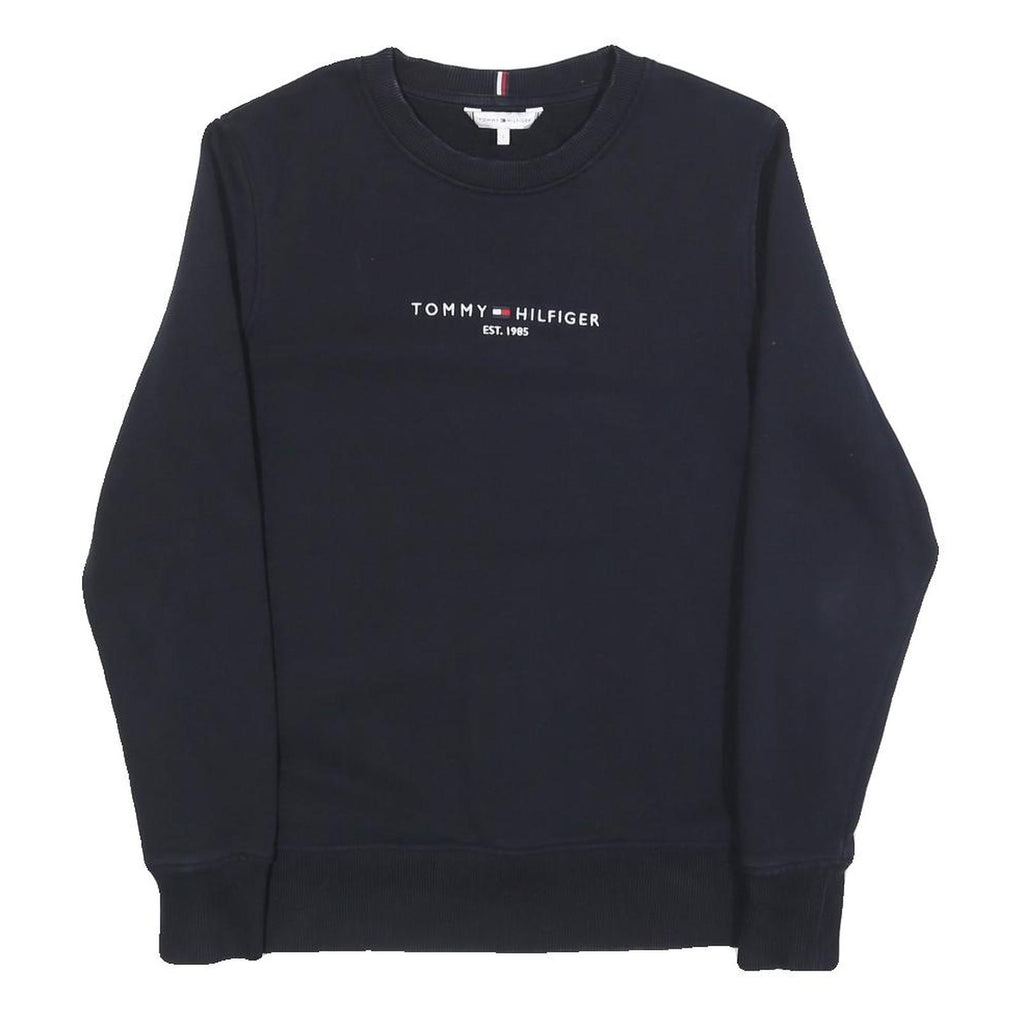 TOMMY HILFIGER Womens Navy Blue Sweatshirt Crew Neck S Classic Logo Est 1985