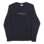TOMMY HILFIGER Womens Navy Blue Sweatshirt Crew Neck S Classic Logo Est 1985