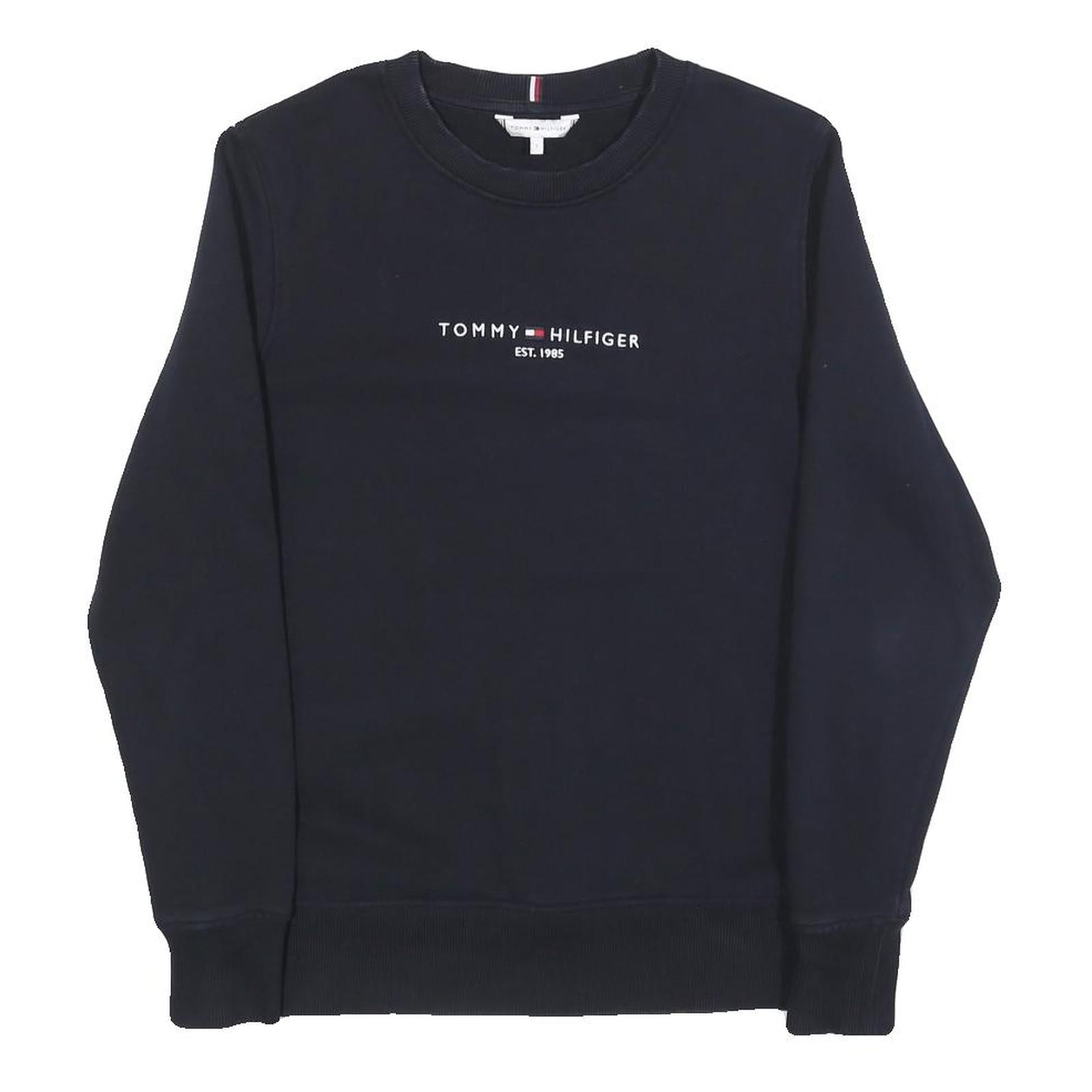 TOMMY HILFIGER Womens Navy Blue Sweatshirt Crew Neck S Classic Logo Est 1985