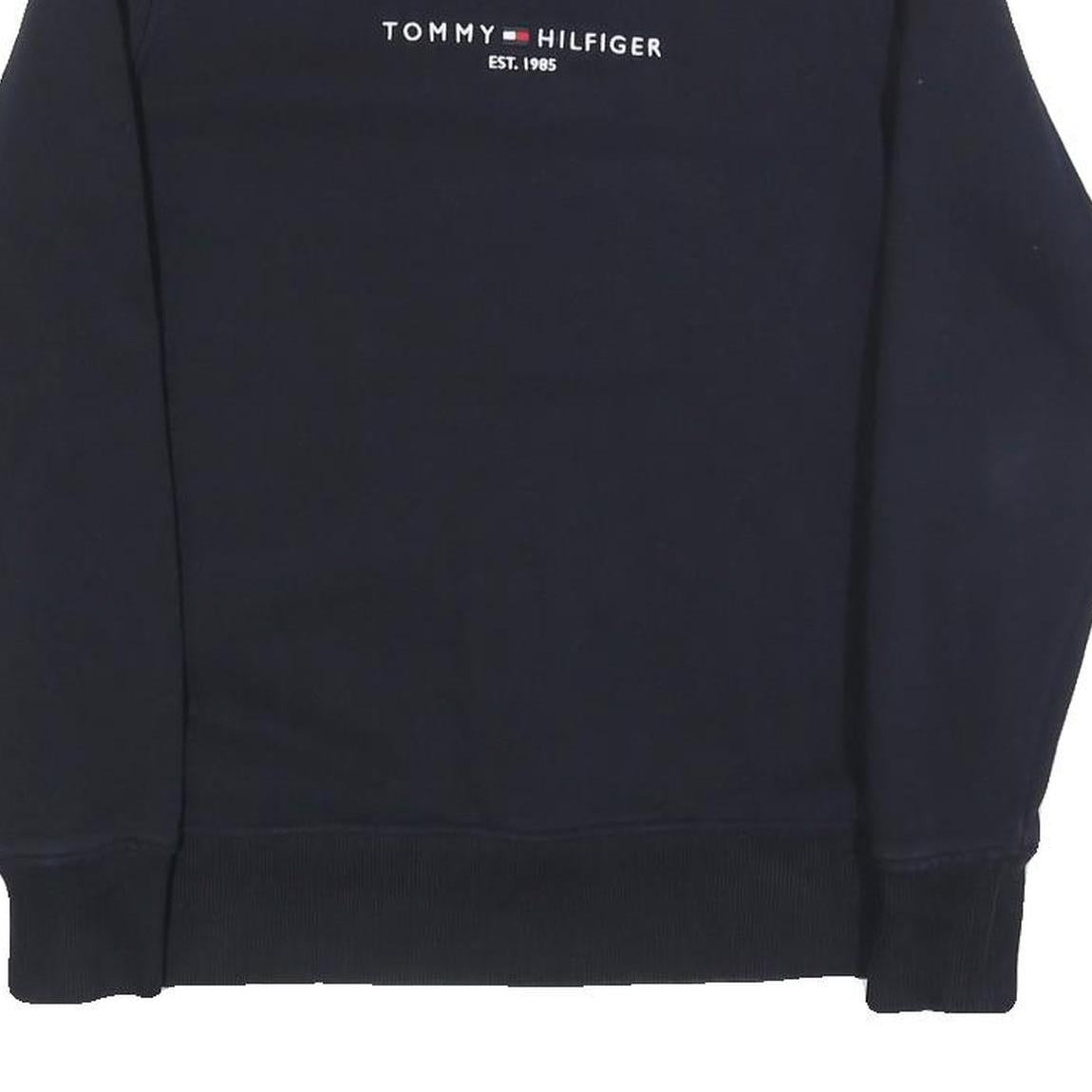 TOMMY HILFIGER Womens Navy Blue Sweatshirt Crew Neck S Classic Logo Est 1985