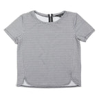 NEW LOOK Womens Black & White Printed Top Short Sleeve Round Neck UK 8 Cotton