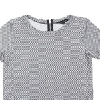 NEW LOOK Womens Black & White Printed Top Short Sleeve Round Neck UK 8 Cotton
