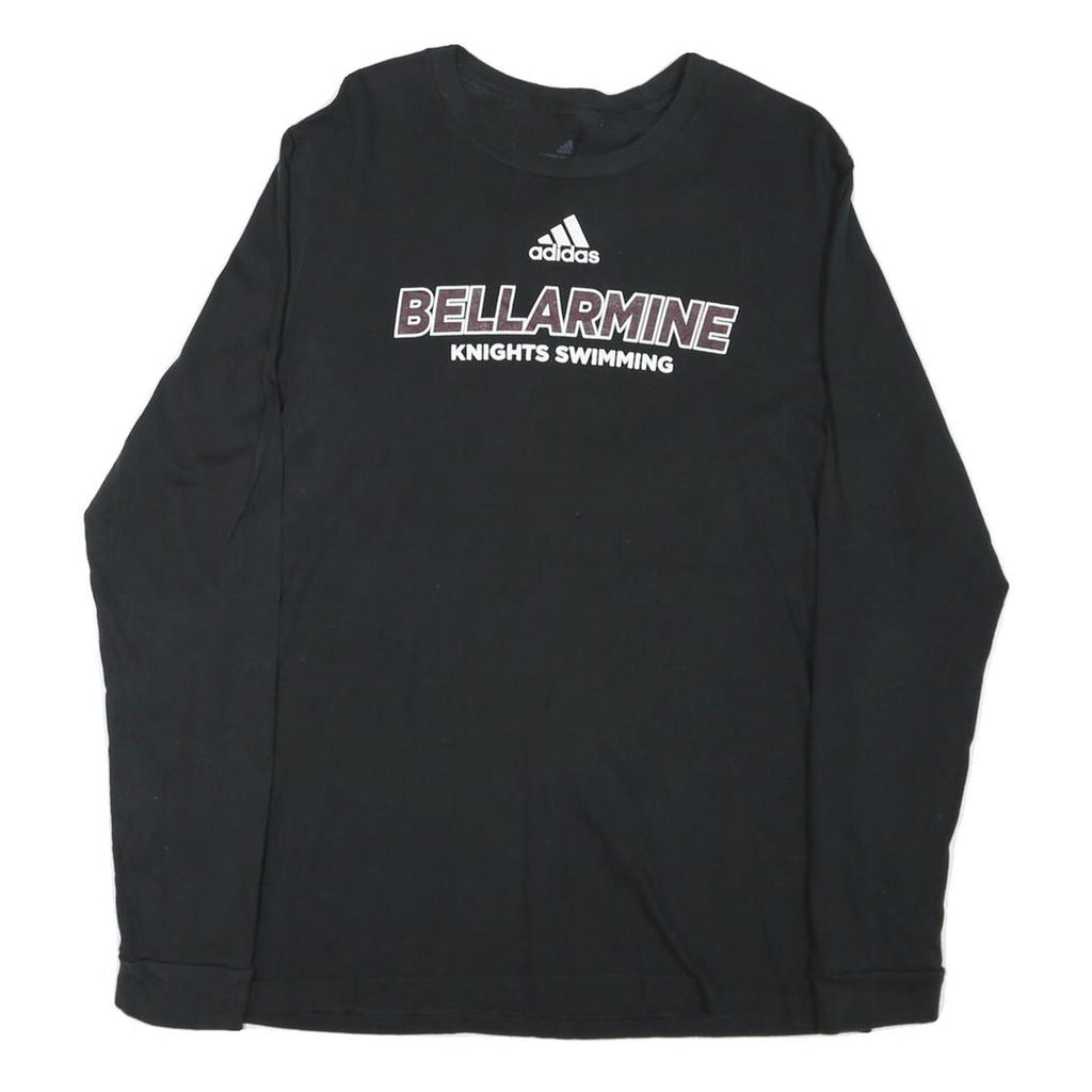 ADIDAS Mens Black Bellarmine Knights Swimming Graphic T-Shirt Long Sleeve Crew