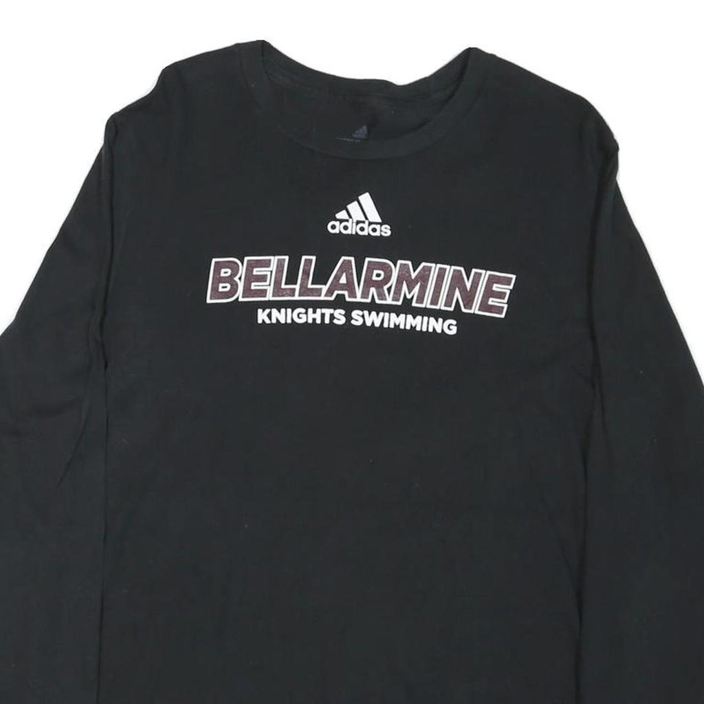 ADIDAS Mens Black Bellarmine Knights Swimming Graphic T-Shirt Long Sleeve Crew