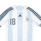 ADIDAS Mens Blue & White Messi Football Shirt S Short Sleeve Crew Neck 18