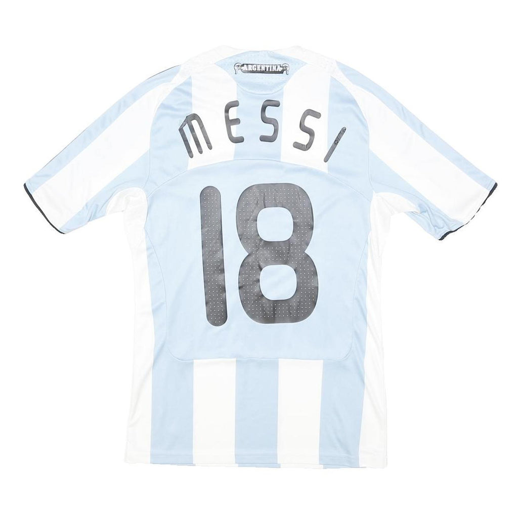 ADIDAS Mens Blue & White Messi Football Shirt S Short Sleeve Crew Neck 18