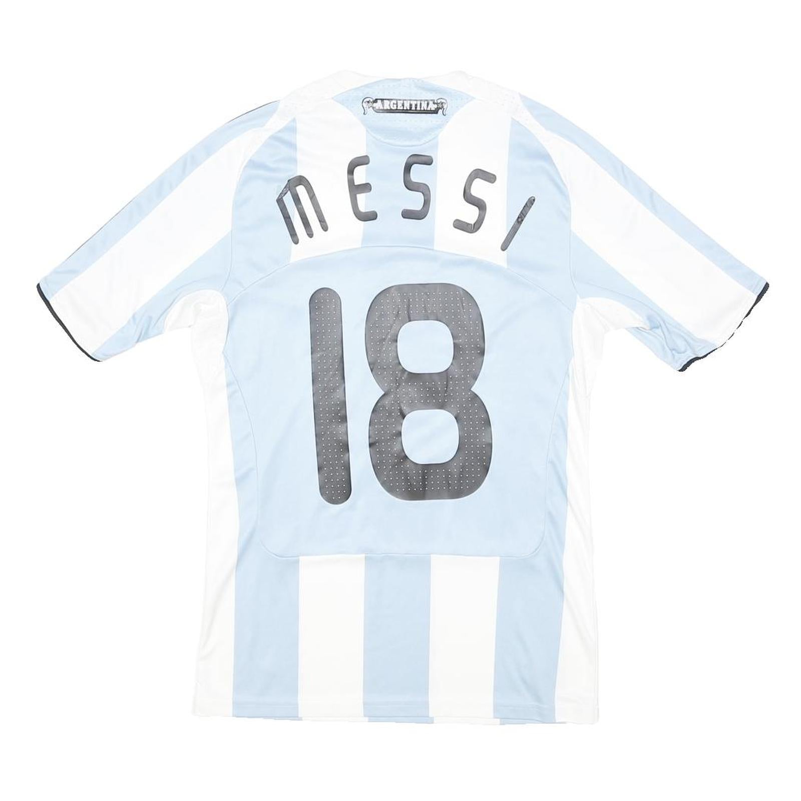 ADIDAS Mens Blue & White Messi Football Shirt S Short Sleeve Crew Neck 18