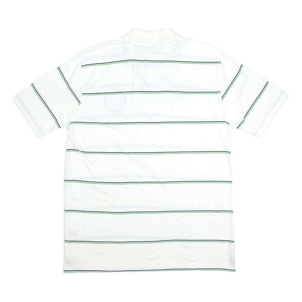 CELTIC FOOTBALL CLUB Mens White Green Striped Short Sleeve Polo Shirt M