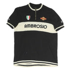 AMBROSIO Mens Black & Cream Colourblock 1/4 Zip Band Collar Pullover Jumper XL