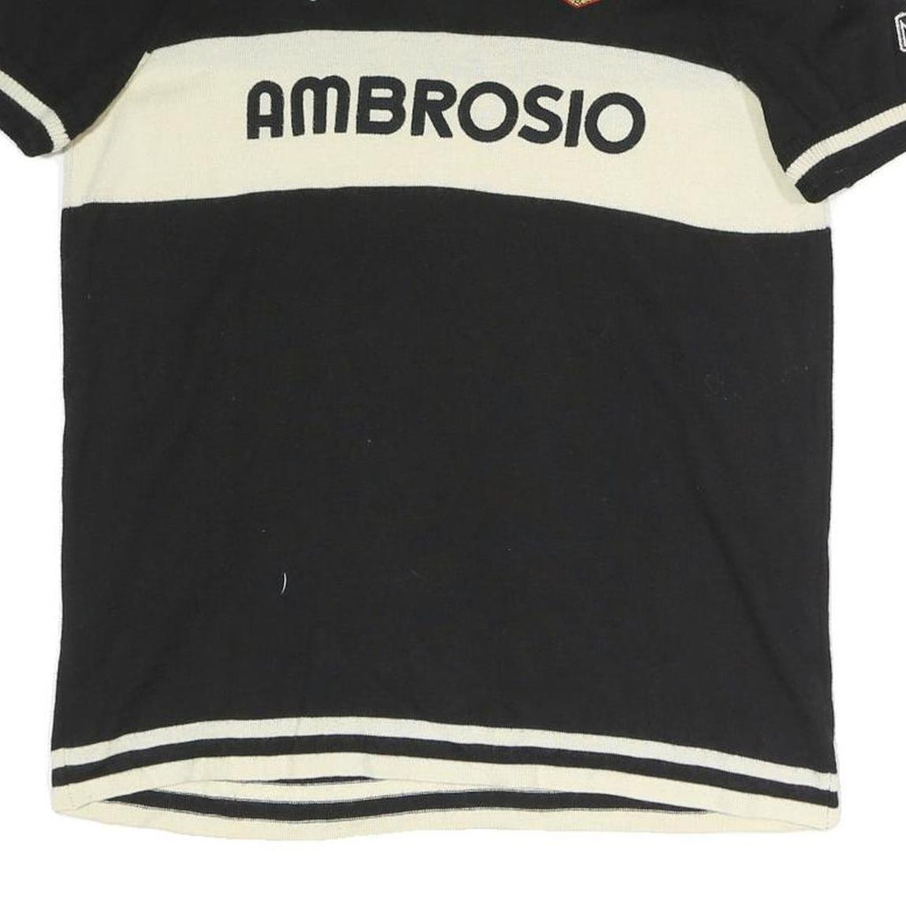 AMBROSIO Mens Black & Cream Colourblock 1/4 Zip Band Collar Pullover Jumper XL