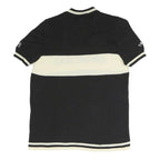 AMBROSIO Mens Black & Cream Colourblock 1/4 Zip Band Collar Pullover Jumper XL