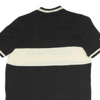 AMBROSIO Mens Black & Cream Colourblock 1/4 Zip Band Collar Pullover Jumper XL