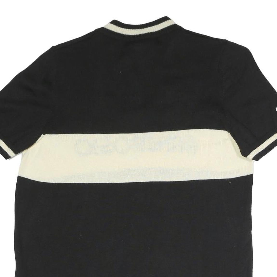 AMBROSIO Mens Black & Cream Colourblock 1/4 Zip Band Collar Pullover Jumper XL