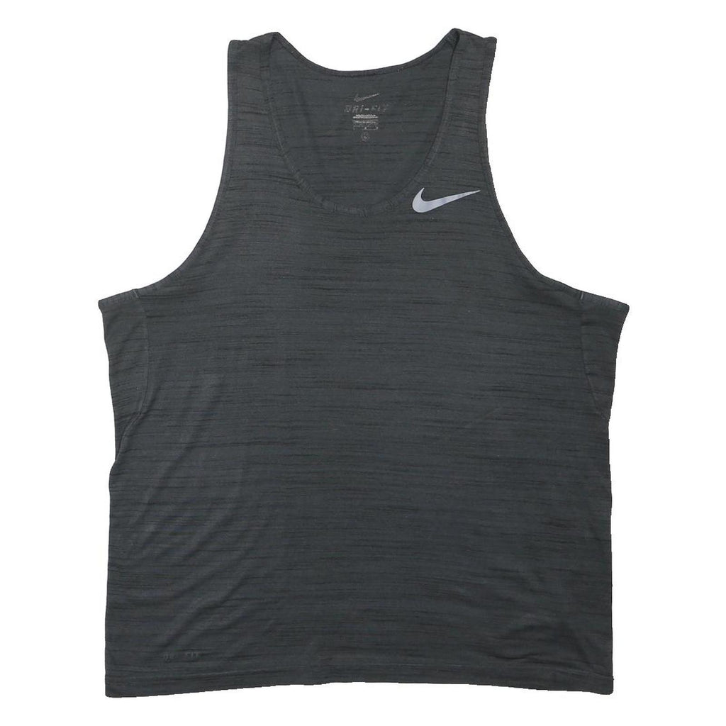 NIKE Womens Black Sleeveless T-Shirt L Cotton Blend Athletic Vest Fitness Gym