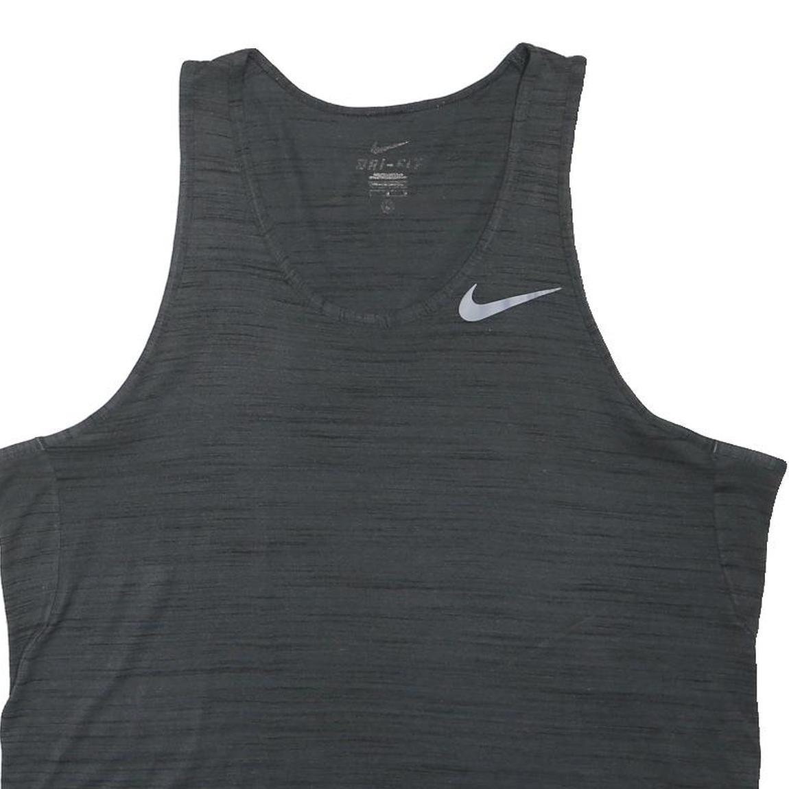 NIKE Womens Black Sleeveless T-Shirt L Cotton Blend Athletic Vest Fitness Gym